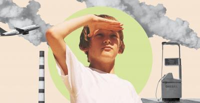 Illustration of child and exhaust