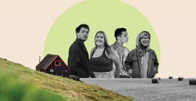 Illustration of youths in the countryside
