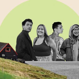 Illustration of youths in the countryside